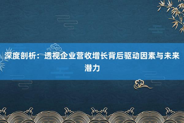 深度剖析:透视企业营收增长背后驱动因素与未来潜力