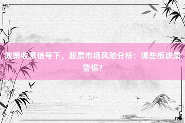 政策收紧信号下,股票市场风险分析:哪些板块需警惕?