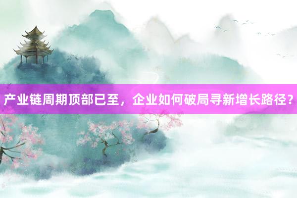 产业链周期顶部已至，企业如何破局寻新增长路径？