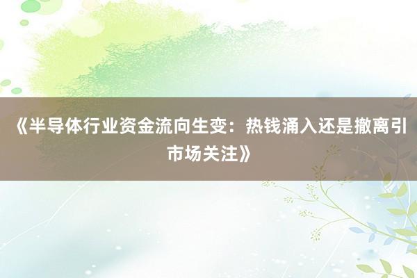 《半导体行业资金流向生变:热钱涌入还是撤离引市场关注》