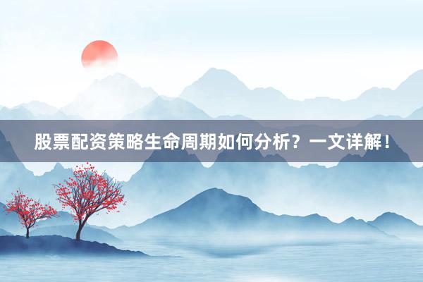 股票配资策略生命周期如何分析？一文详解！