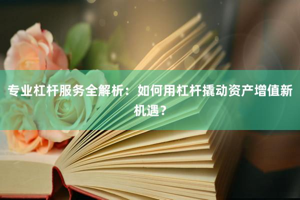 专业杠杆服务全解析：如何用杠杆撬动资产增值新机遇？