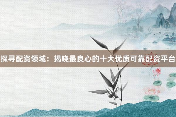 探寻配资领域:揭晓最良心的十大优质可靠配资平台