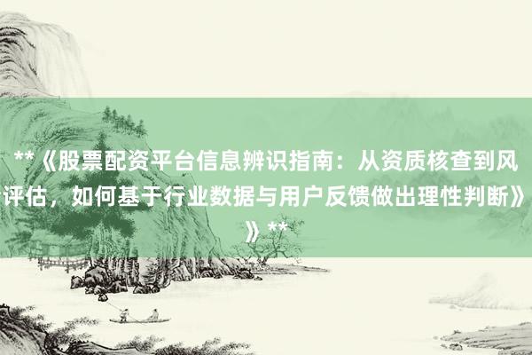 **《股票配资平台信息辨识指南：从资质核查到风险评估，如何基于行业数据与用户反馈做出理性判断》**