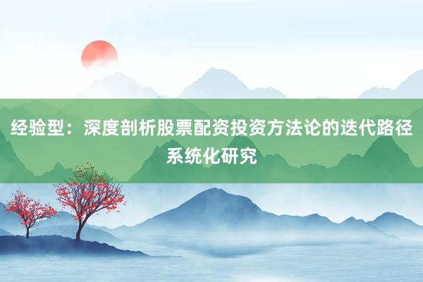 经验型：深度剖析股票配资投资方法论的迭代路径系统化研究