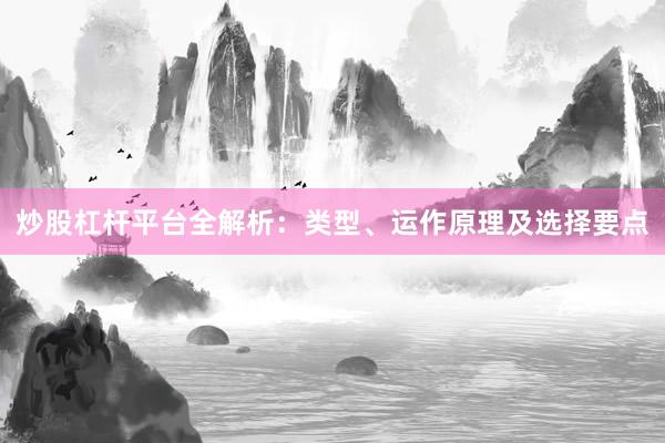 炒股杠杆平台全解析：类型、运作原理及选择要点